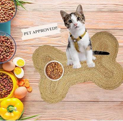16.5X21 inches Pack of 1 Dog Feeding Mat Cat Pet Dining Mat Natural Jute Material Rug Small Mat for Pets (Classic Jute 16.5"X21")