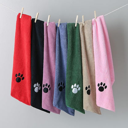 Bone Dry Pet Grooming Towel Collection Embroidered Absorbent Microfiber Drying Set 15x30, Black, 3 Count