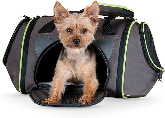 K&H Pet Products Classy Go Pet Carrier Brown/Lime Green Medium 21" x 10" x 10.5"