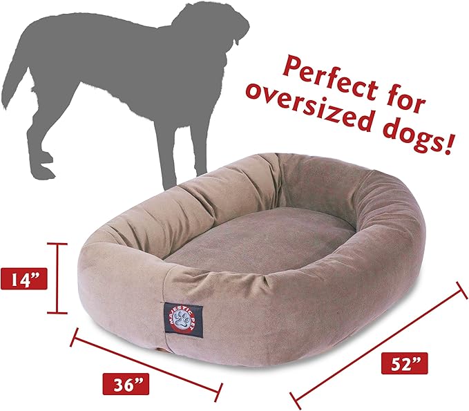 Majestic Pet 52 Inch Suede Calming Dog Bed Washable – Cozy Soft Round Dog Bed with Spine Support for Dogs to Rest their Head 52x35x11 (Inch)