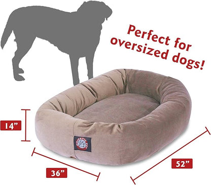 Majestic Pet 52 Inch Suede Calming Dog Bed Washable – Cozy Soft Round Dog Bed with Spine Support for Dogs to Rest their Head 52x35x11 (Inch)