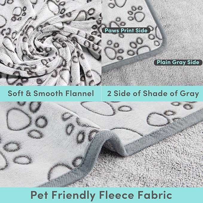 Stuffed 3pcs Premium Soft Dog Blankets for Medium Dogs, Cat Blanket Calming Washable for Bed Couch Crate Protection Cover, Dog Puppy Kitten Essentials Christmas Dog Gifts, 32 * 40 inches, Grey