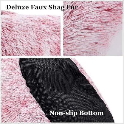 Coohom Oval Calming Donut Cuddler Dog Bed Bed(30"/36"/43") for (XXL(43"x34"x8"), Red)