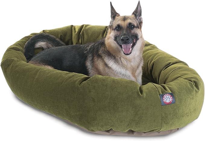 Majestic Pet 52 Inch Micro Velvet Calming Dog Bed Washable – Cozy Soft Round Dog Bed with Spine for Head Support 52x35x11 (inch)