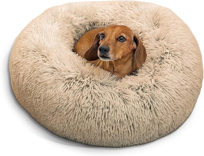 Best Friends by Sheri The Original Calming Donut Cat and Dog Bed in Shag Fur Taupe 23"