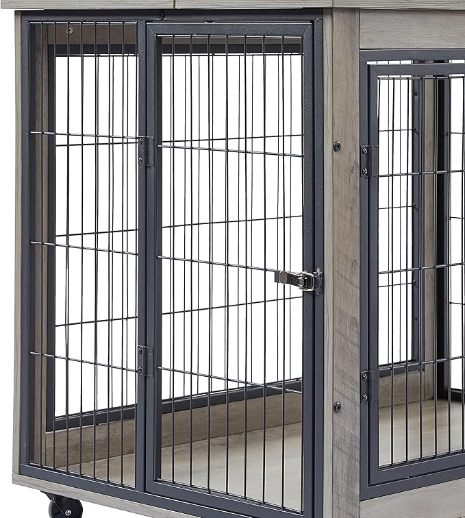 NicBex Dog Crate Furniture Dog Cage with Doors and Lift Top