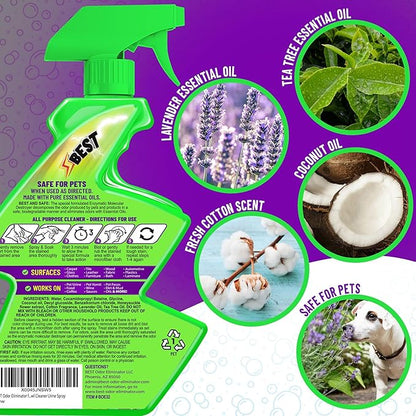 BEST Odor Eliminator for Strong Odor & Stain Remover Spray All Purpose Cleaner. Carpet