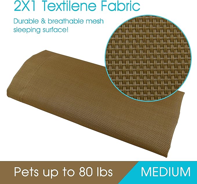 PHYEX Heavy Duty Steel-Framed Portable Elevated Pet Bed 43.5" L 25.5" W 7.8" H(M,