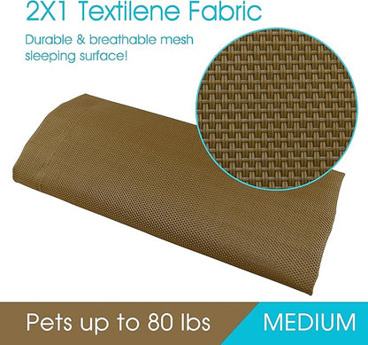 PHYEX Heavy Duty Steel-Framed Portable Elevated Pet Bed 43.5" L 25.5" W 7.8" H(M,