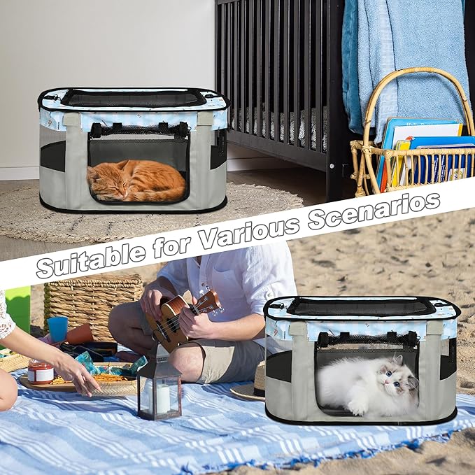 Dog Carriers for Small Dogs Cat Carrier Soft Sided Cat Bag Airline Foldable Pet Travel Carrier Bag with Mat and Carry Bag, Grey