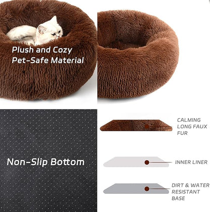 Calming Dog Bed for Cats and Small Dogs 19.7'')