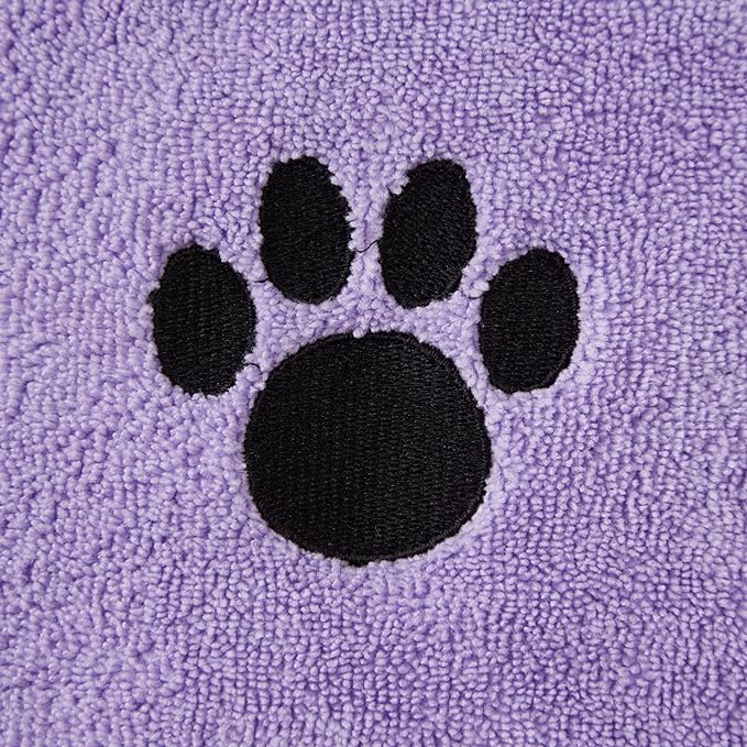 Bone Dry Pet Grooming Towel Collection Embroidered Absorbent Microfiber Drying Set 15x30, Lavender, 3 Count