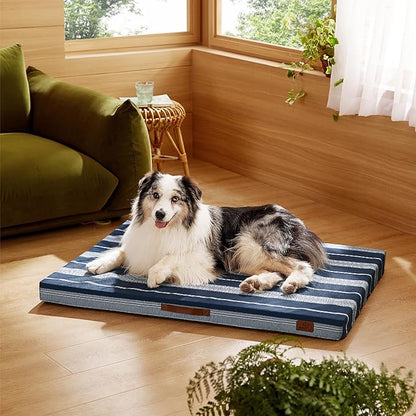 Bedsure Extra Large Patterned Dog Bed for Large Dogs Cover(41"x29", Navy