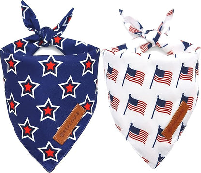Realeaf American Flag Dog Bandanas 2 Pack 4th of
