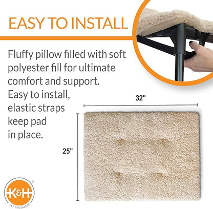 K&H Pet Products Original Dog Cot Microfleece Pad for Outdoor Raised Dog Bed 32 X 25 Inches