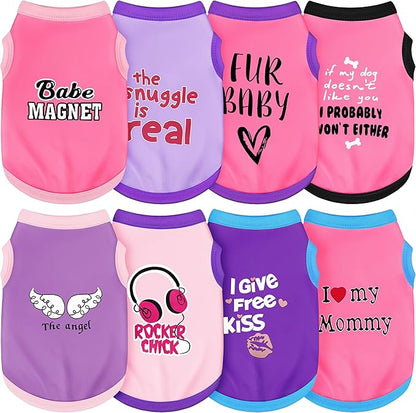 Elevate Your Pet's Seasonal Style: 8PCS of Playful and Airy Dog Shirts with Hilarious Prints