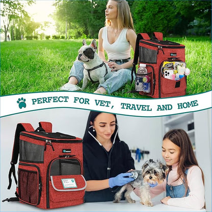 PetAmi Dog Backpack Carrier, Airline Approved Cat Backpacks for Carrying Small Large Cats, Pet Carrier Back Pack, Ventilated Soft Sided for Travel, Hiking, Camping, Max 18 lbs, Red