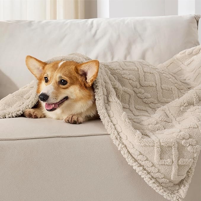 Bedsure Waterproof Dog Blankets for Medium Dogs 30"x40", Cream