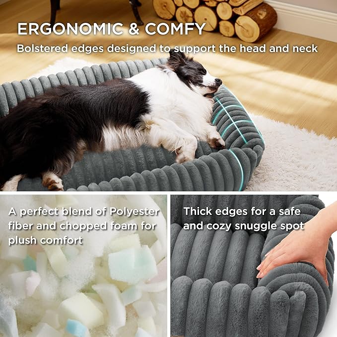 Bedsure Cute Dog Bed for Extra Large Dogs 43x30x8inches, Warm