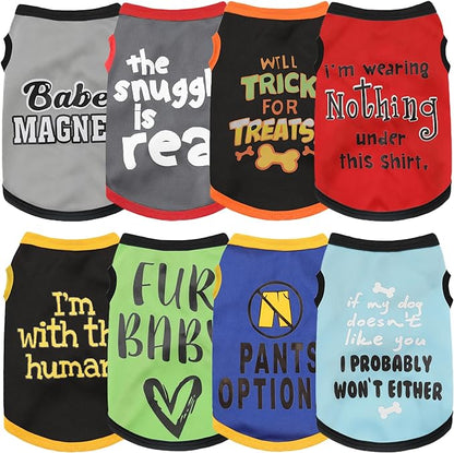 Upgrade Your Pet's Seasonal Wardrobe with Playful Flair: an 8-Piece Set of Dog Shirts Boasting Hilarious Printed Patterns 8pc 3X-Large