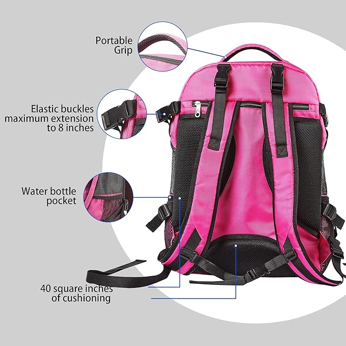 Pet Carrier Bag Backpack for Small Medium Dog&Cat Carrier Backpack with Safety Leash Large Ventilations Double-Layer Structure for Travel Outdoor (New Pink Red)