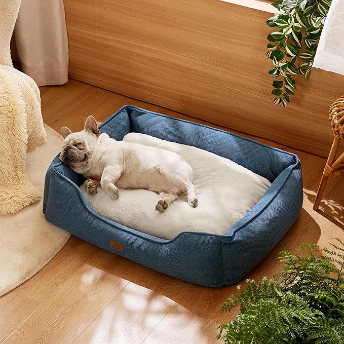 Bedsure Washable Dog Bed for Medium Dogs 30x24x9inches, Blue