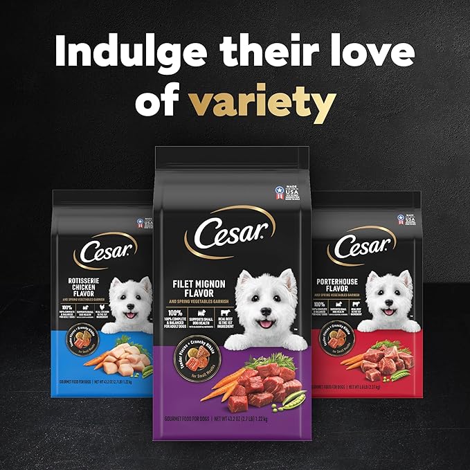 CESAR Adult Small Breed Dry Dog Food Rotisserie Chicken Flavor with Spring Vegetables Garnish, 5 lb. Bag