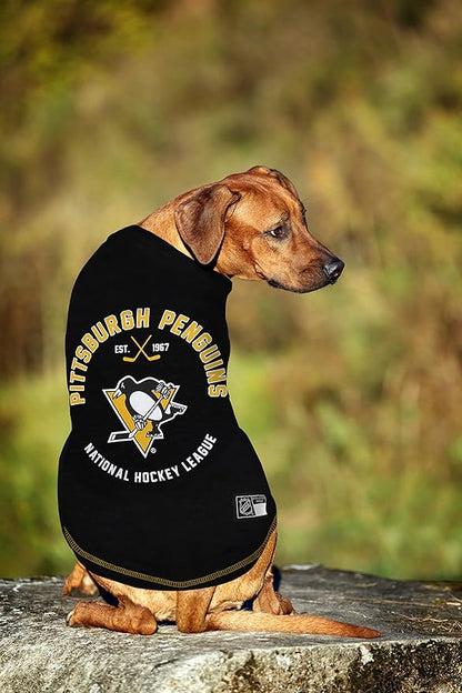 Pets First NHL Pittsburgh Penguins Tee Shirt for Dogs & Cats, Medium. - are You A Hockey Fan? Let Your Pet Be an NHL Fan Too!