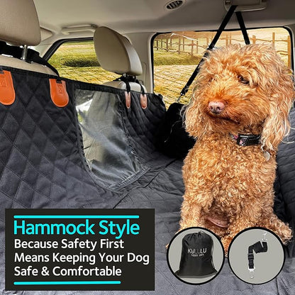 KULULU Dog Car Seat Cover for Back Seat 100% Waterproof (60" W 64" L))