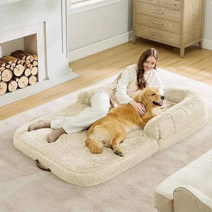 Bedsure Foldable Human Dog Bed for People Adults 2 in 1 Calming