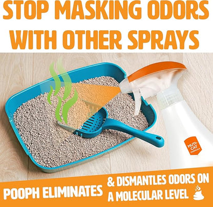 POOPH Kitty Spray - Odor Eliminator, 32oz - Dismantles Odors on a Molecular Basis, Cats, Freshener, Eliminator, Urine, Poop, Pee, Deodorizer, Fresh, Clean, Furniture, Potty, Safe - 2 Pack