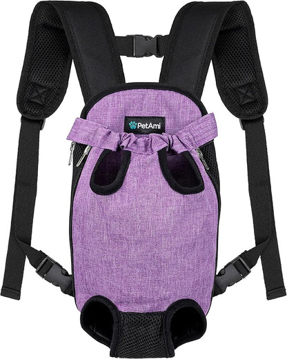 PetAmi Dog Carrier Backpack, Adjustable Pet Cat Front Carrier Backpack, Ventilated Dog Chest Carrier for Hiking Camping Travel, Sling Bag for Small Medium Dog Cat Puppies, Large, 12-16 lbs, Purple