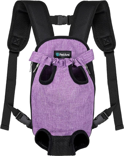 PetAmi Dog Carrier Backpack, Adjustable Pet Cat Front Carrier Backpack, Ventilated Dog Chest Carrier for Hiking Camping Travel, Sling Bag for Small Medium Dog Cat Puppies, Medium, 9-13 lbs, Purple