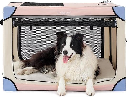 Lesure Soft Collapsible Dog Crate 36 Inch 4-Door Foldable