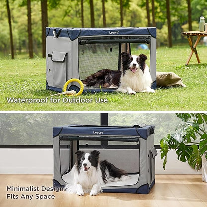 Lesure Soft Collapsible Dog Crate 36 Inch 4-Door Foldable