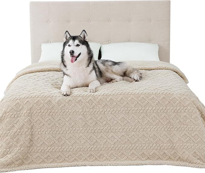 Bedsure Waterproof Dog Blankets for Bed 86x108, Cream