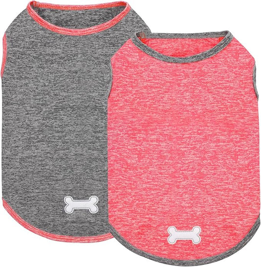 KYEESE 2 Pack Sun Protection Dog Shirts Quick Dry Soft Stretchy Dog T-Shirts with Reflective Label Tank Top Sleeveless Vest Dog Clothes for Small Dogs