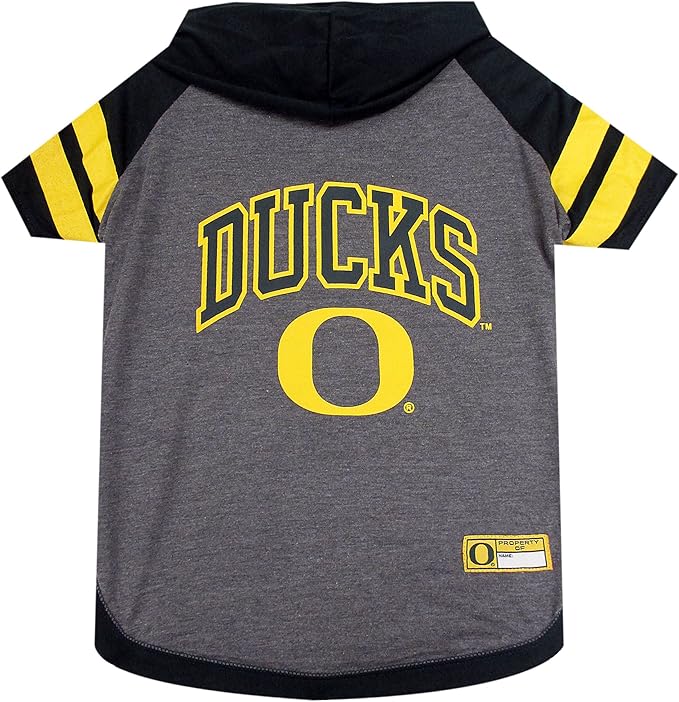 NCAA Oregon Ducks Hoodie for Dogs & Cats, Medium Collegiate Licensed Dog Hoody Tee Shirt. Sports Hoody T-Shirt for Pets. College Sporty Dog Hoodie Shirt.