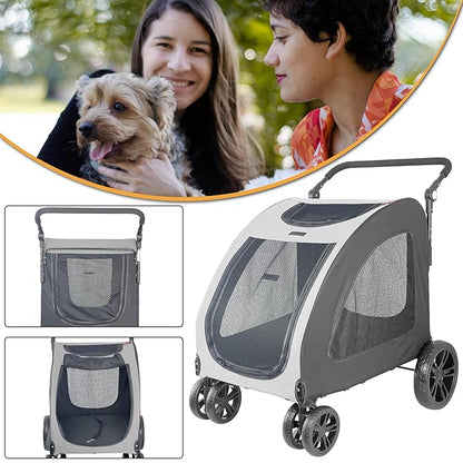 Foldable Pet Jogger Stroller for Large Dogs up to 110 lbs