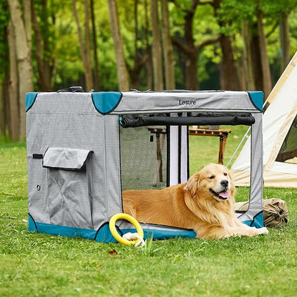 Lesure Cute Soft Collapsible Dog Crate 42 Inch 4-Door Foldable