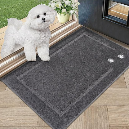 BEQHAUSE Dog Door Mat for Muddy Paws Dirt Trapper Absorbent Mud Mat for Dogs Non-Slip Washable Entryway Rug Low-Profile Soft Indoor Door Mats for Muddy Wet Shoes and Paws 20"x32"