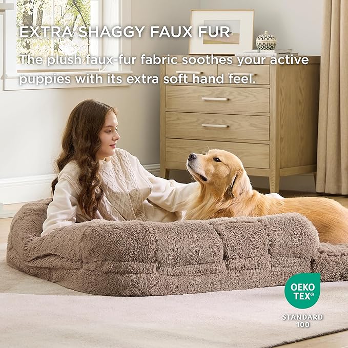 Bedsure Foldable Human Dog Bed for People Adults 2 in 1 Calming
