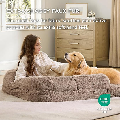Bedsure Foldable Human Dog Bed for People Adults 2 in 1 Calming