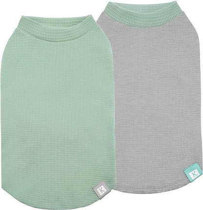 KYEESE 2Pack Dog Shirts Waffle Stretchy Dog T-Shirts Lightweight Dog Tank Top Sleeveless Dog Vest Breathable