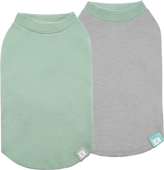 KYEESE 2Pack Dog Shirts Waffle Stretchy Dog T-Shirts Lightweight Dog Tank Top Sleeveless Dog Vest Breathable