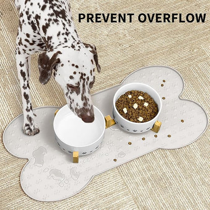 Dog Food Mat Anti-Slip Silicone Dog Bowl Mat Thicker Pet Placemat Waterproof Cat Feeder Pad with Raised Edge Puppy Kitten Feeding Mats Suitable Small Medium-Sized Dogs Cats Eating Tray