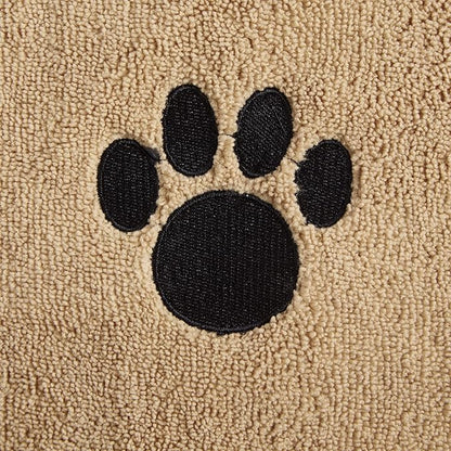 Bone Dry Pet Grooming Towel Collection Absorbent Microfiber X-Large, 41x23.5", Embroidered Taupe