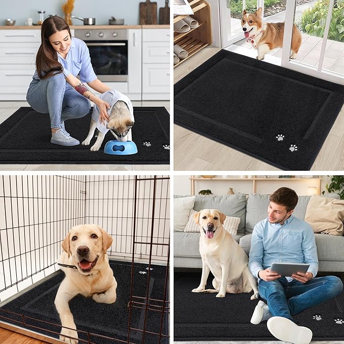 BEQHAUSE Dog Door Mat for Muddy Paws Dirt Trapper Absorbent Entryway Rug Non-Slip Washable Dog Mat Low-Profile Indoor Door Mats Soft Welcome Mat for Muddy Wet Shoes and Paws 20"x32"
