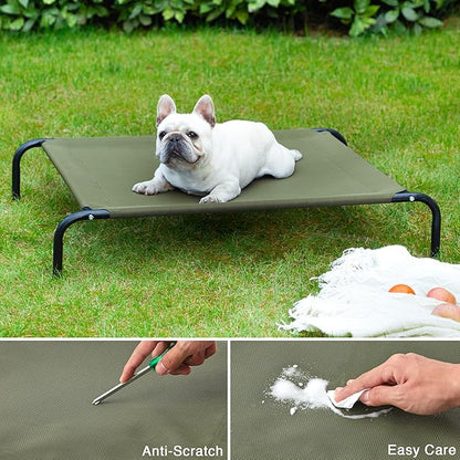 Love's cabin Elevated Cooling Dog Bed for Medium Dogs Green,43 inches