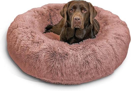 Best Friends by Sheri The Original Calming Donut Cat and Dog Bed in Shag Fur Dusty Rose 36"